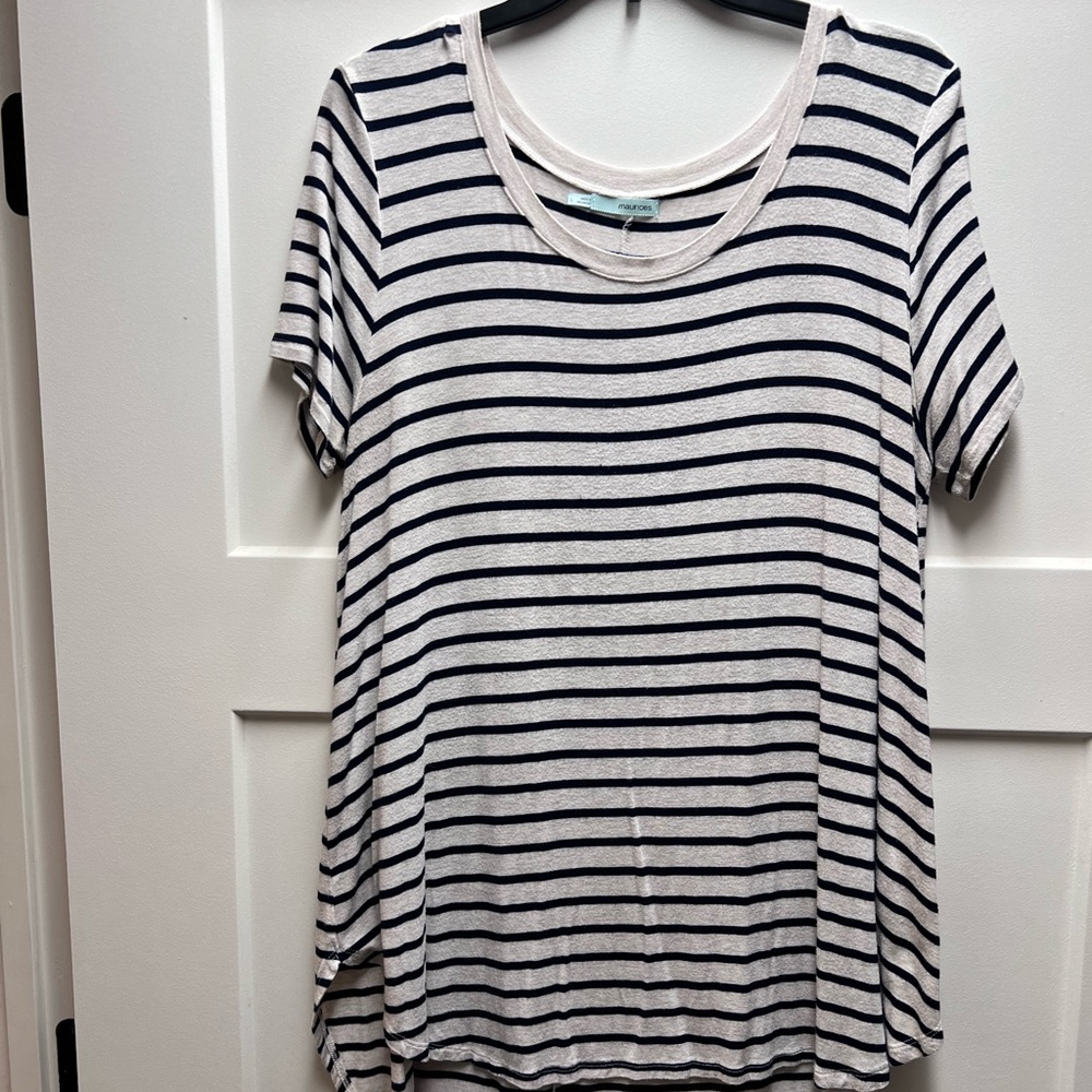 Tunic cream color with navy stripes